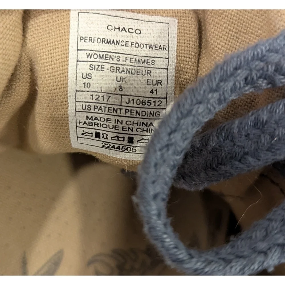 Chaco Ionia Blue Canvas Lace Up Shoes Size 10